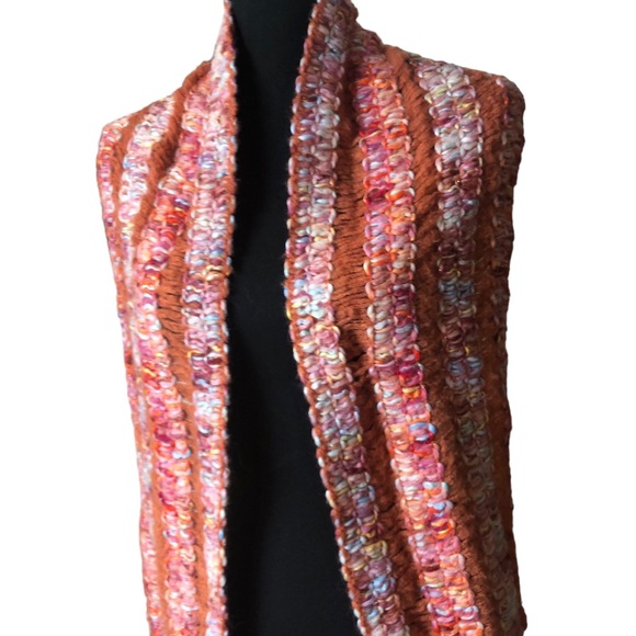 Aurora Paci Italia Woven Wool-Blend Fringe Scarf Made In Italy - Picture 6 of 13